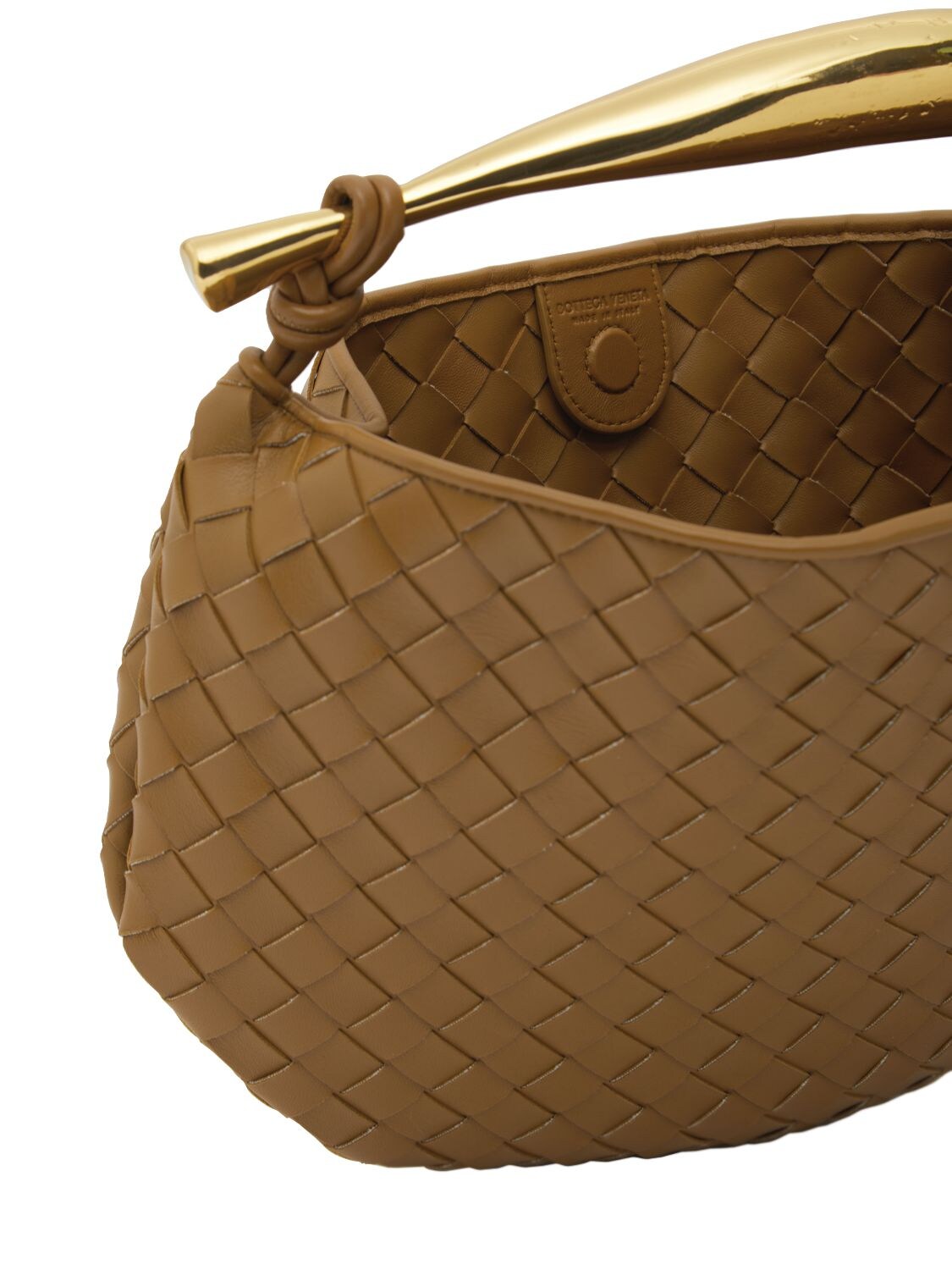 Shop Bottega Veneta Small Sardine Leather Top Handle Bag In Acorn