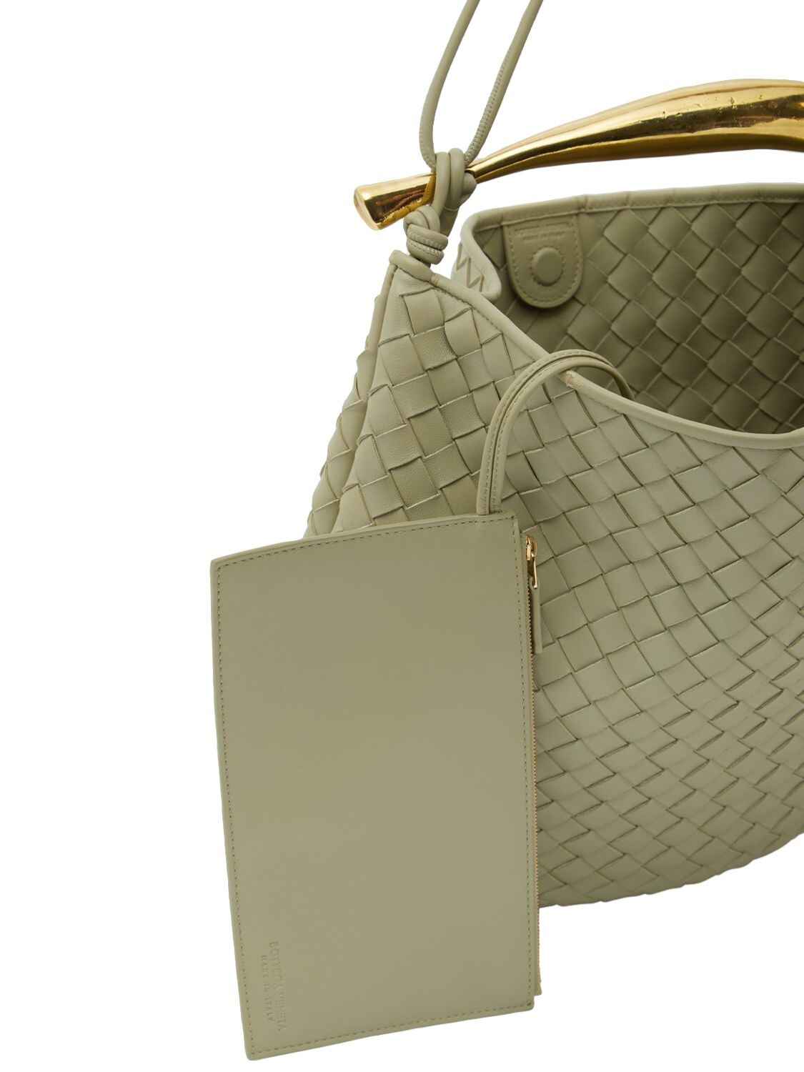 Shop Bottega Veneta Medium Sardine Leather Shoulder Bag In Travertine