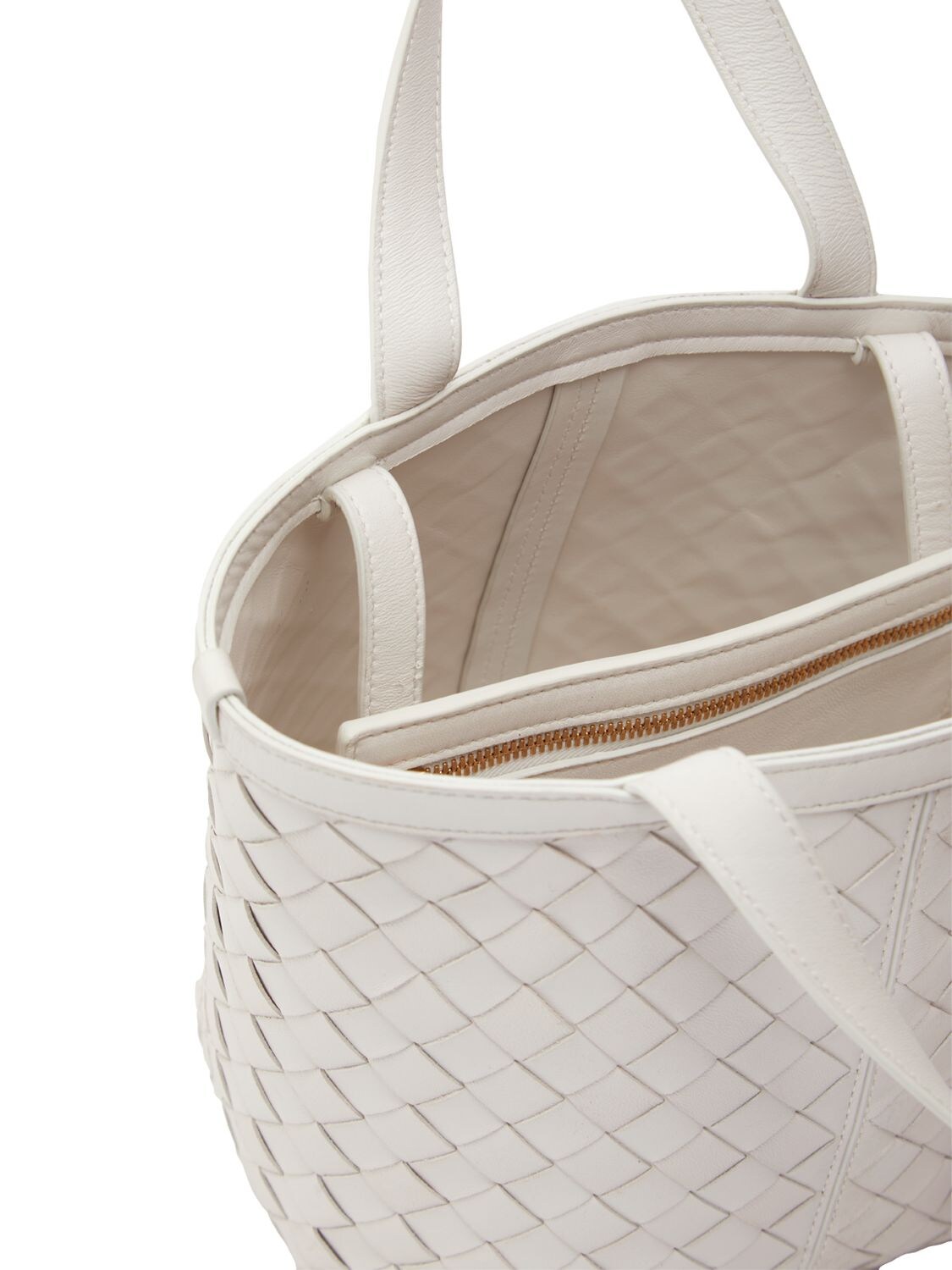 White Flip Flap small intrecciato-leather tote bag