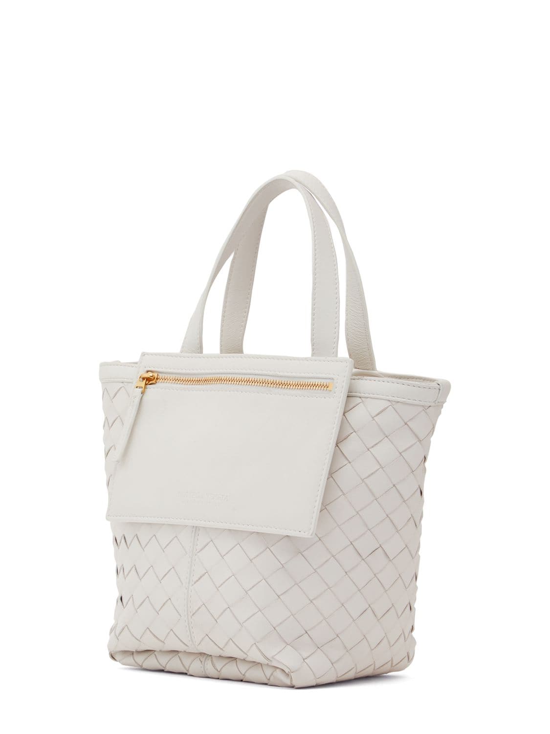 Shop Bottega Veneta Small Flip Flap Leather Tote Bag In Chalk