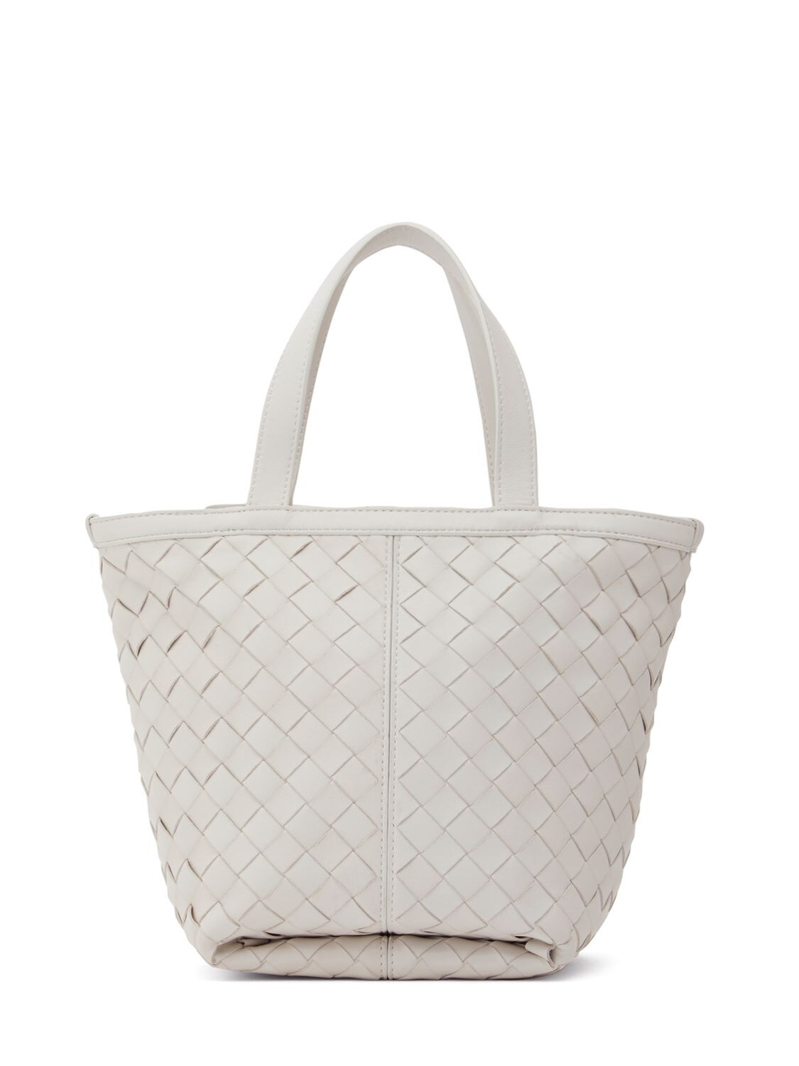 Shop Bottega Veneta Small Flip Flap Leather Tote Bag In Chalk