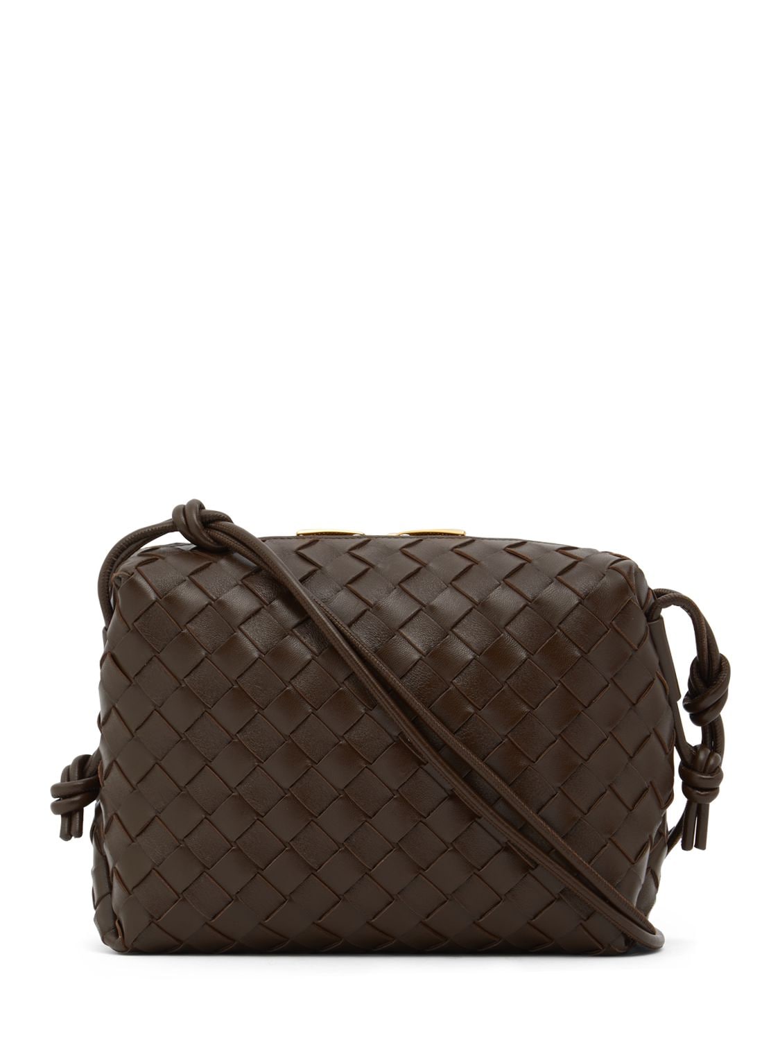 Bottega Veneta - Small Loop Taupe Woven Leather Crossbody