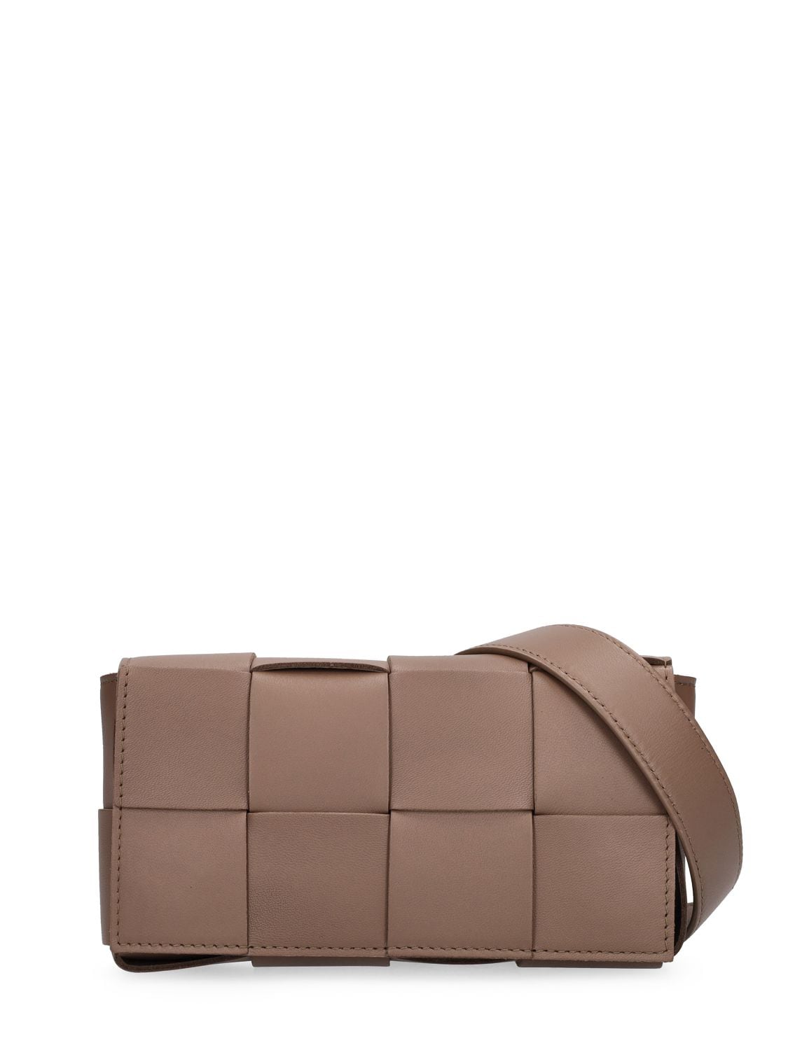 Bottega Veneta Mini Intreccio Leather Belt Bag In 棕灰色