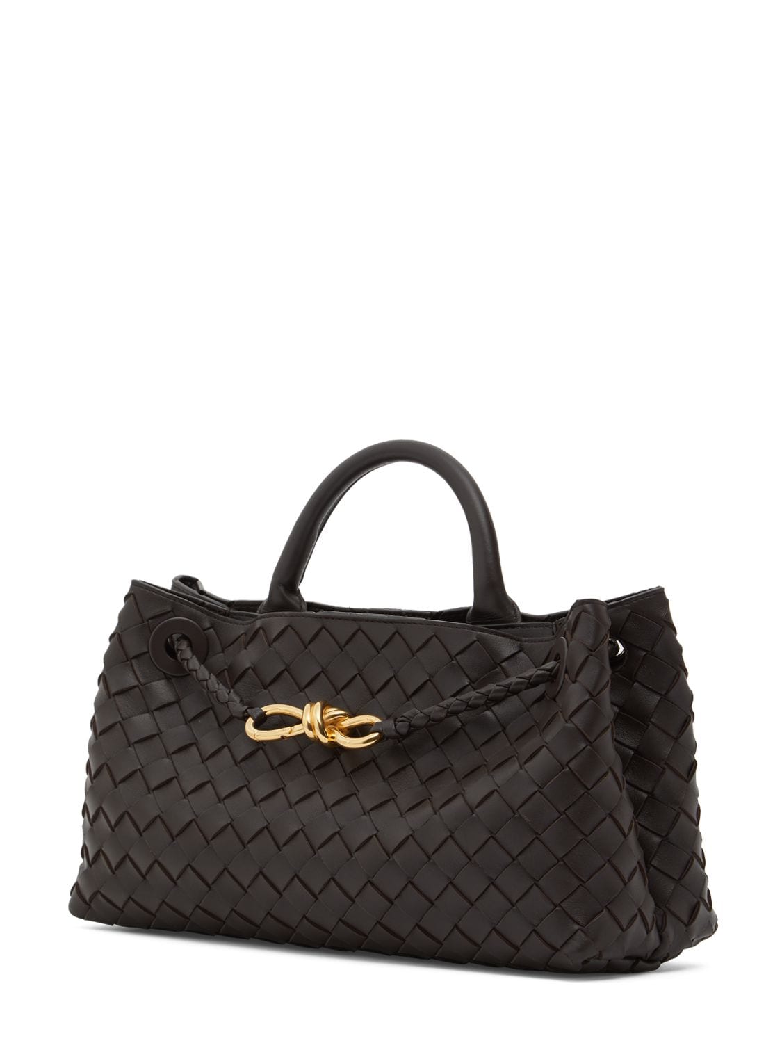 Shop Bottega Veneta East-west Andiamo Leather Top Handle Bag In Fondant