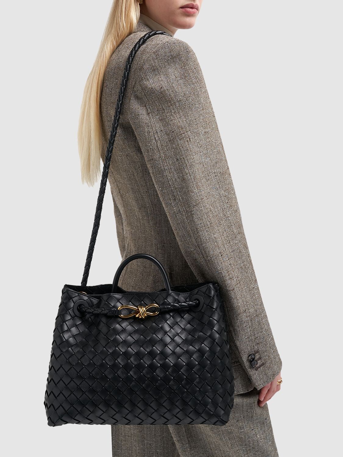 Shop Bottega Veneta Medium Andiamo Intrecciato Leather Satchel