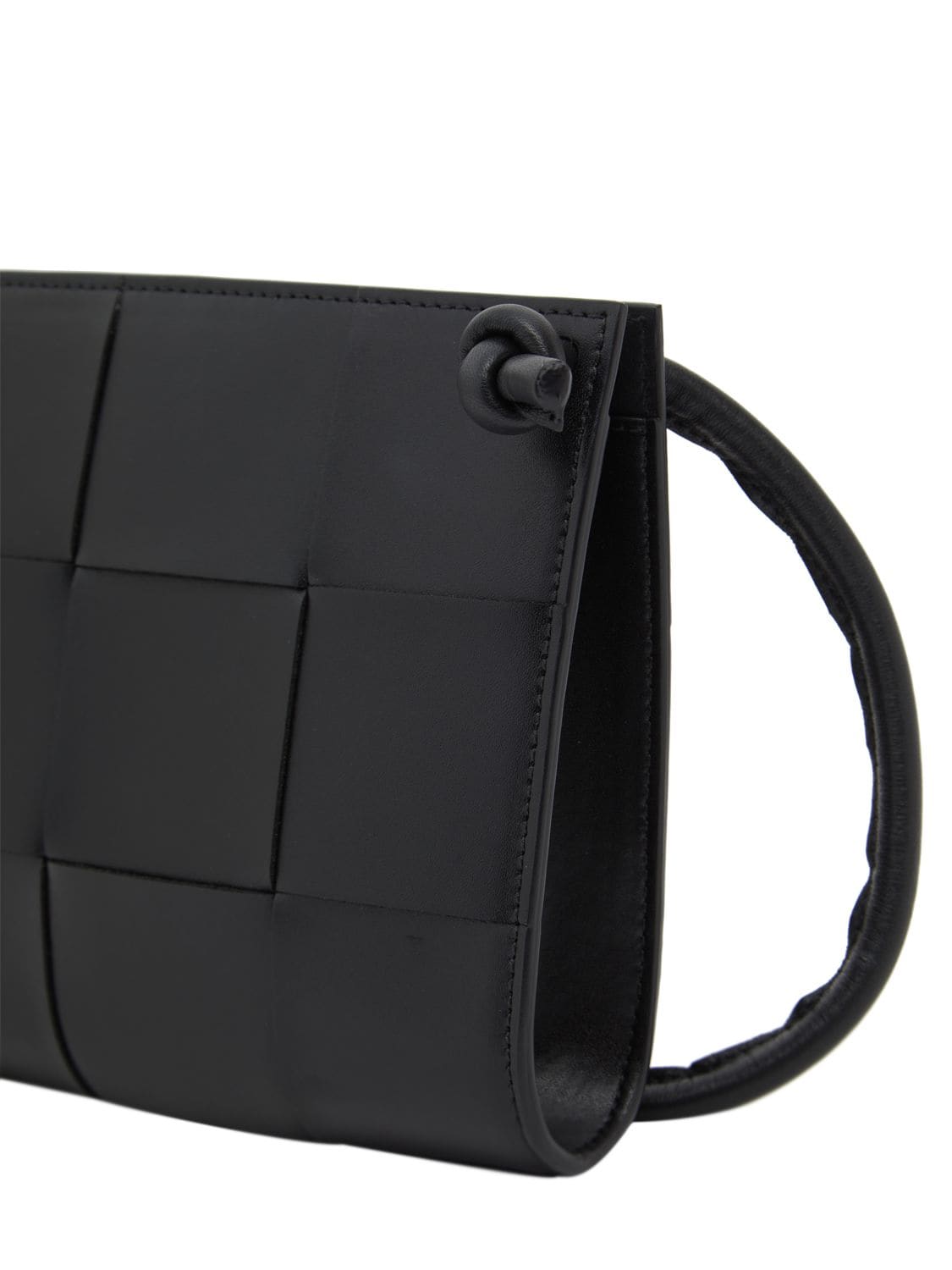 Shop Bottega Veneta Mini Cassette Leather Crossbody Bag In Black