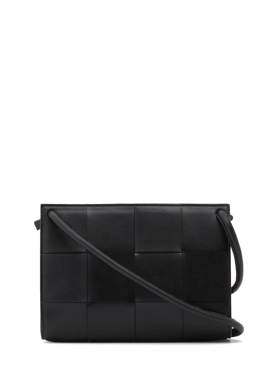 Shop Bottega Veneta Mini Cassette Leather Crossbody Bag In Black