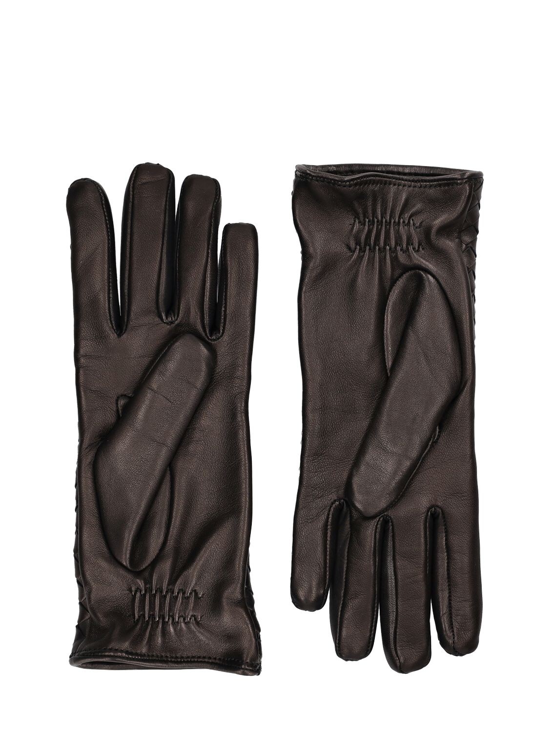 Shop Bottega Veneta Leather Gloves In Black