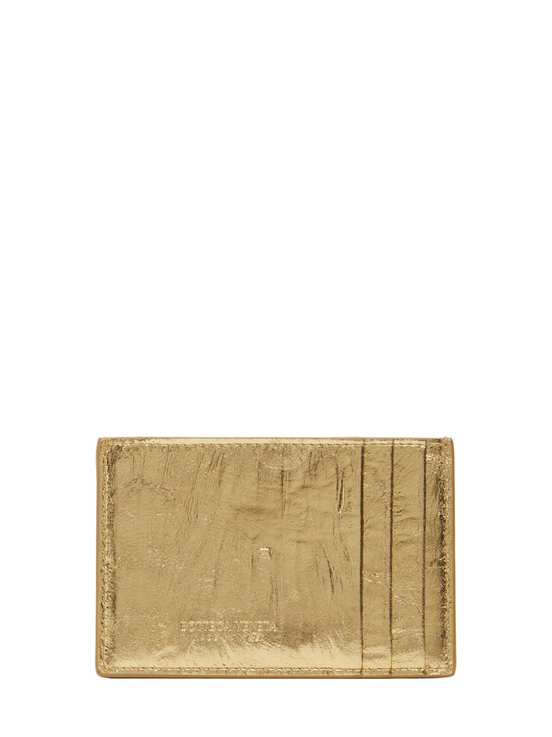 Shop Bottega Veneta Cassette Leather Credit Card Case In Gold