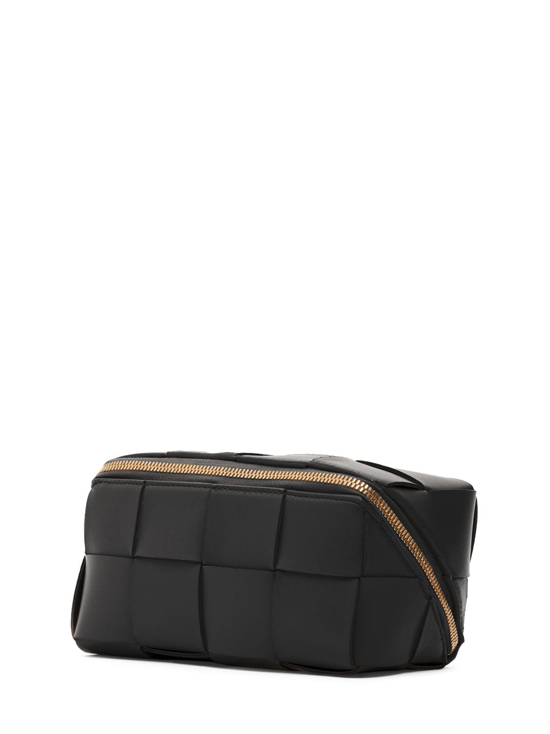 Shop Bottega Veneta Cassette Leather Beauty Case In Black