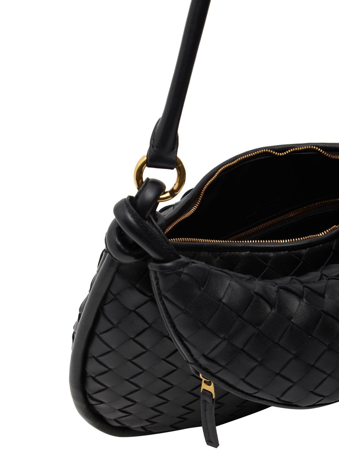 Shop Bottega Veneta Medium Gemelli Leather Shoulder Bag In Black