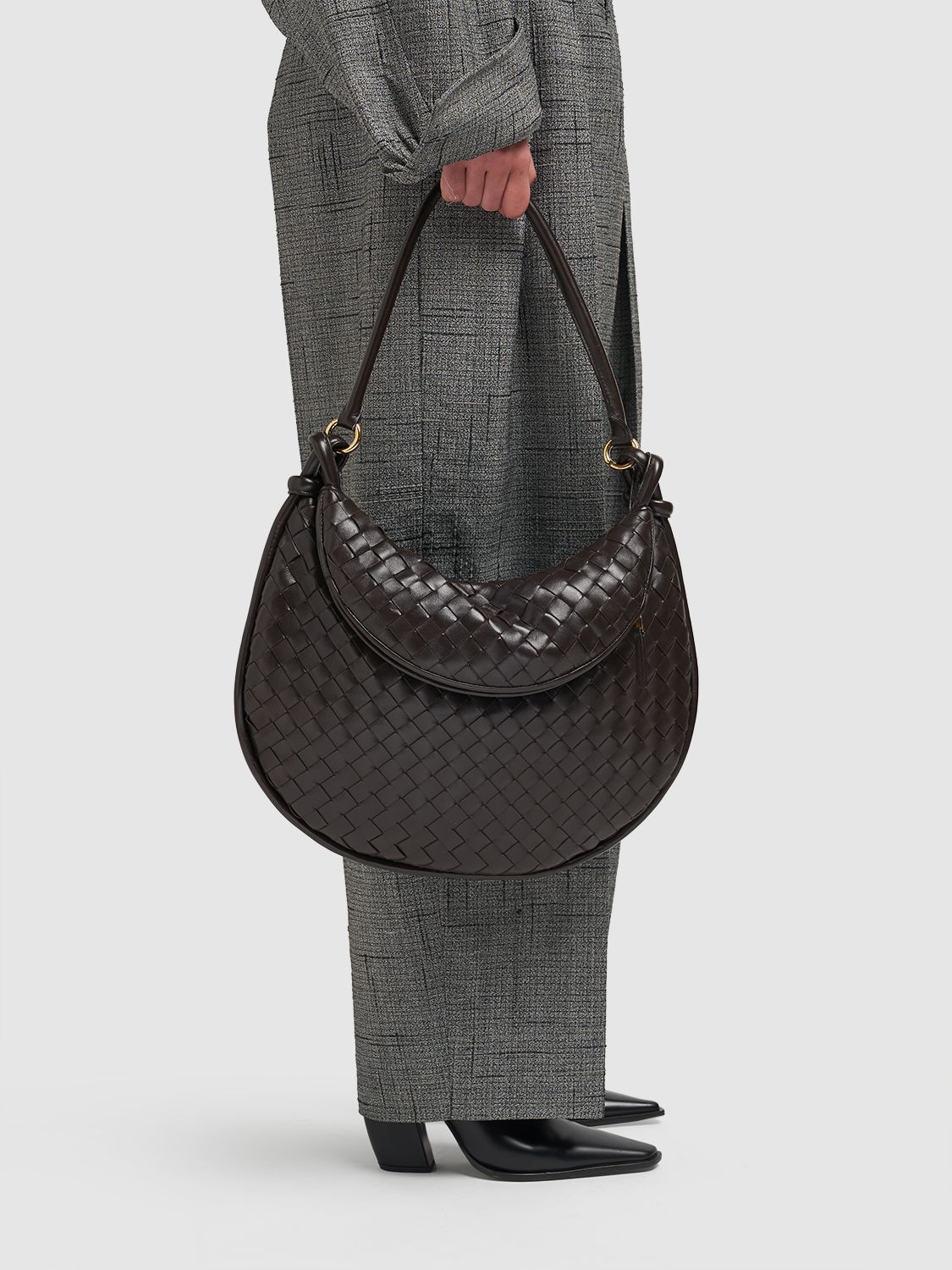 Shop Bottega Veneta Large Gemelli Leather Shoulder Bag In Fondant