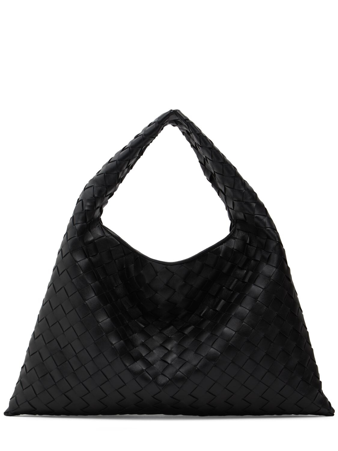 Shop Bottega Veneta Small Hop Leather Shoulder Bag In Black