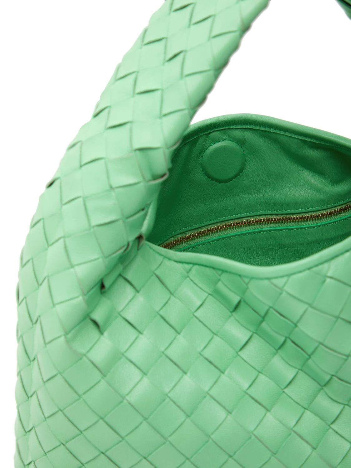 Shop Bottega Veneta Small Hop Leather Shoulder Bag In Siren