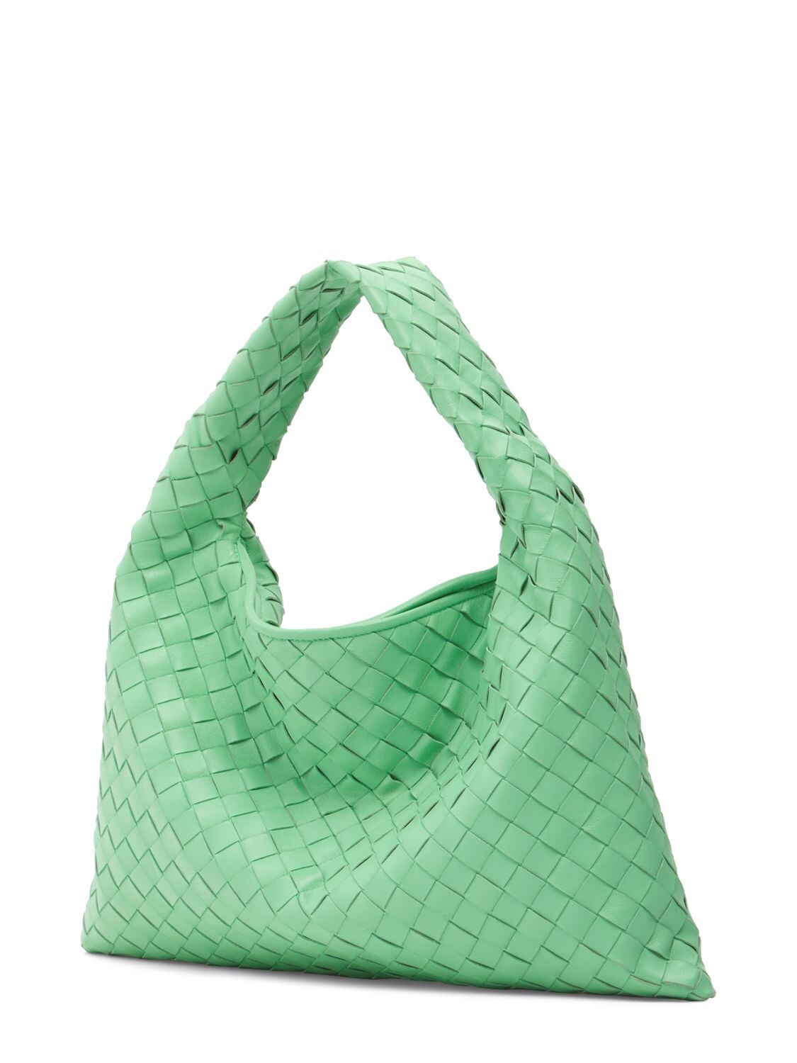 Shop Bottega Veneta Small Hop Leather Shoulder Bag In Siren