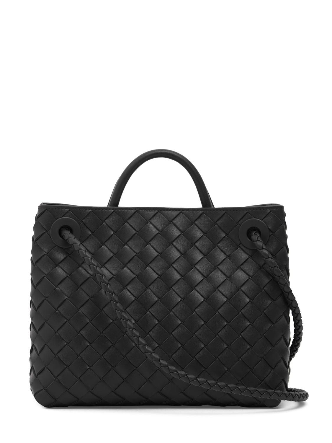 Shop Bottega Veneta Small Andiamo Leather Top Handle Bag In Black