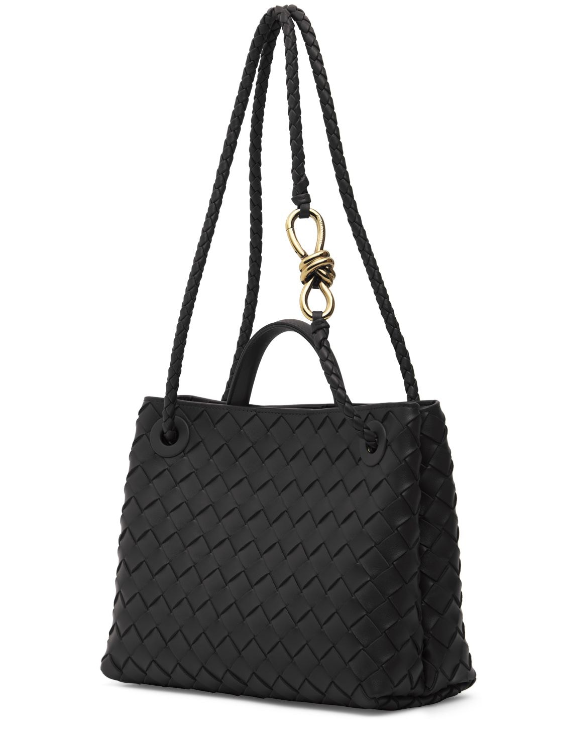 Shop Bottega Veneta Small Andiamo Leather Top Handle Bag In Black