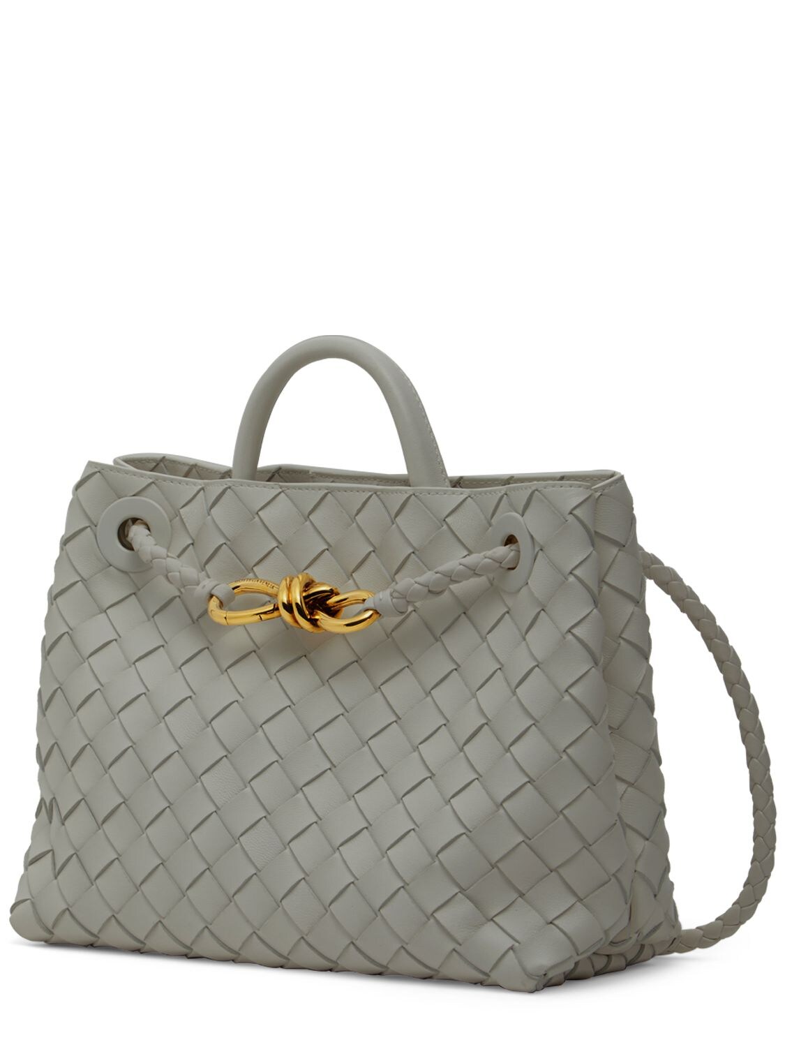 Bottega Veneta Women's Small Andiamo Intrecciato Leather Top Handle Bag - Agate Grey