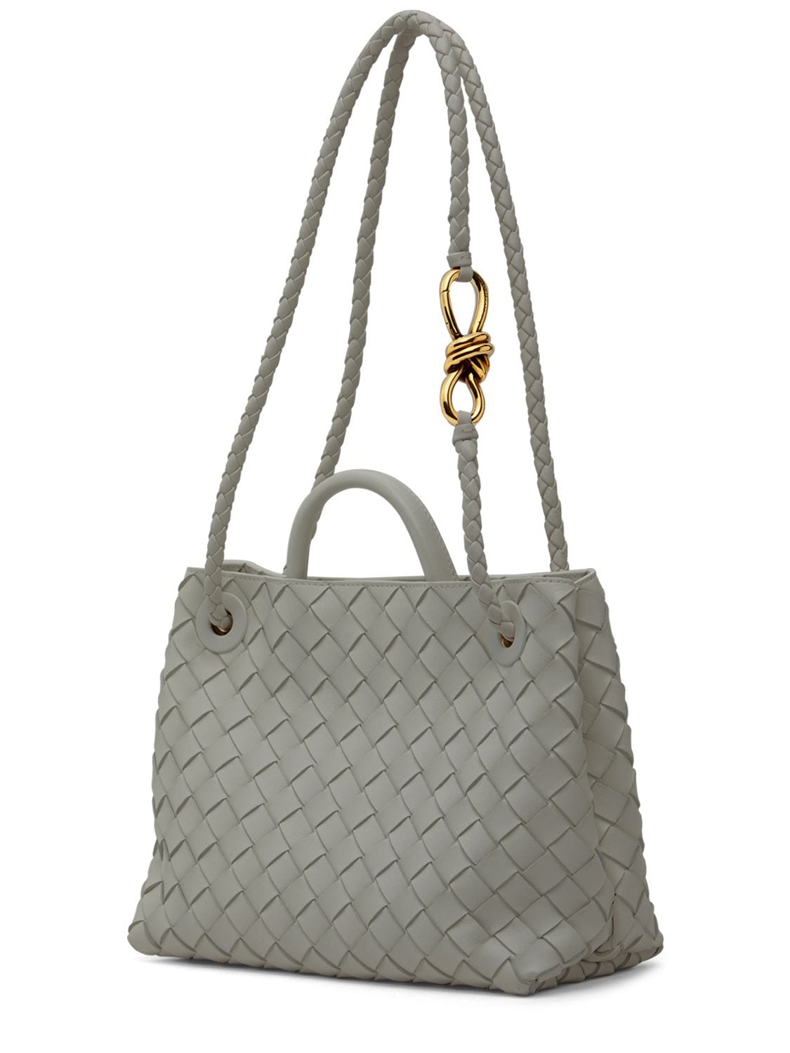 Bottega Veneta Women's Small Andiamo Intrecciato Leather Top Handle Bag - Agate Grey