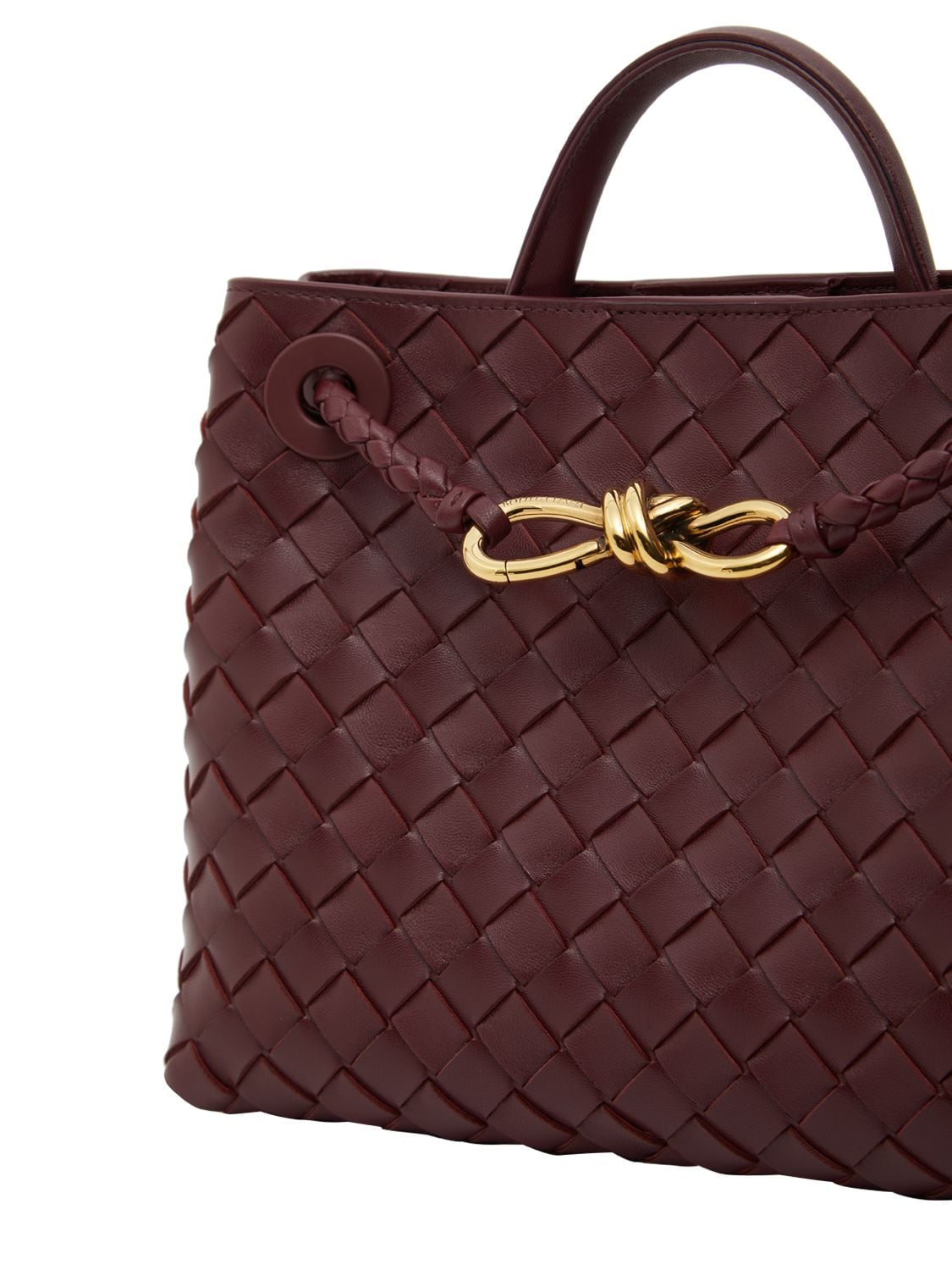 Shop Bottega Veneta Small Andiamo Leather Top Handle Bag In Barolo