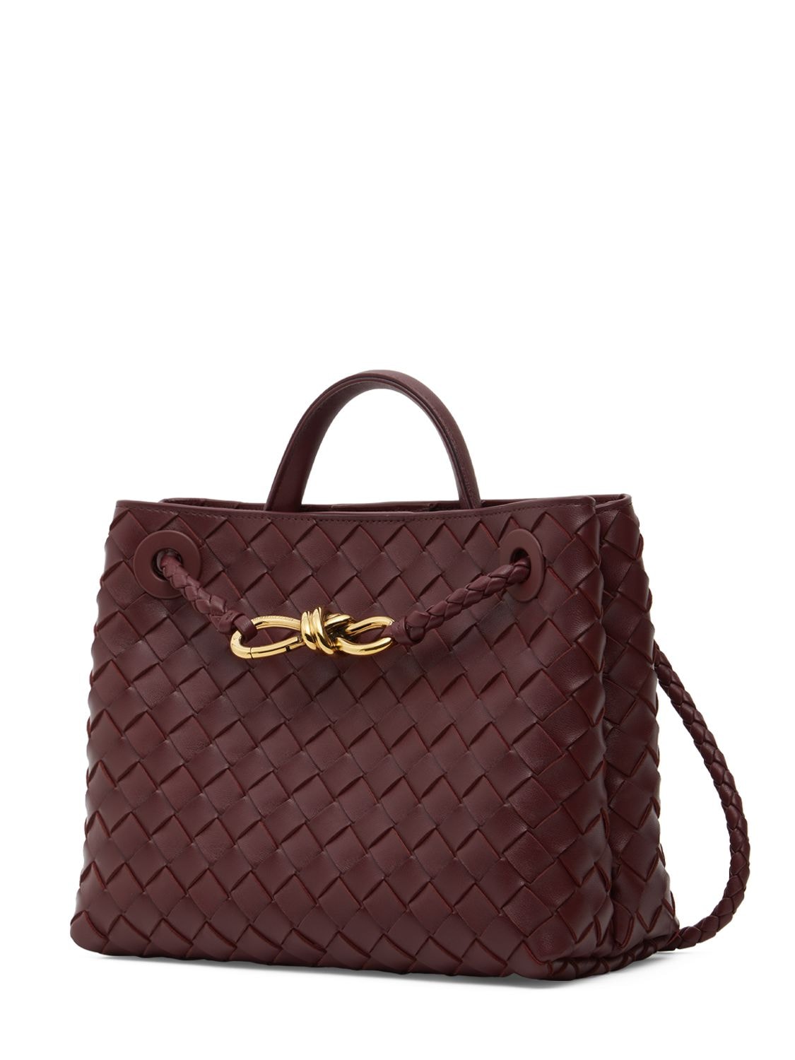 Shop Bottega Veneta Small Andiamo Leather Top Handle Bag In Barolo