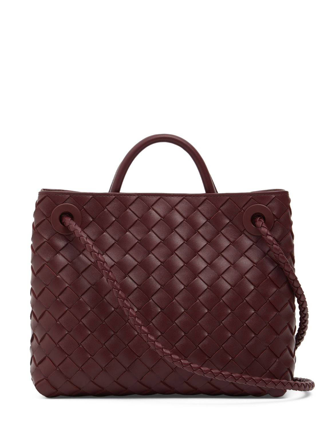 Shop Bottega Veneta Small Andiamo Leather Top Handle Bag In Barolo