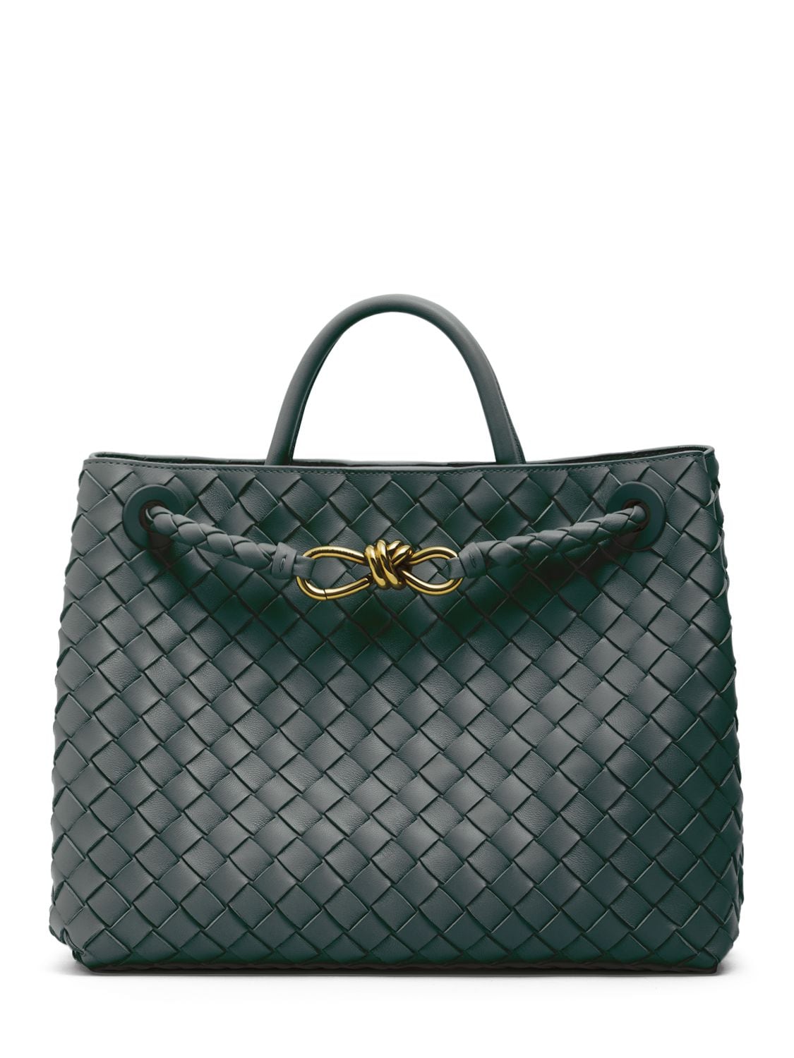 Bottega Veneta Medium Andiamo Leather Top Handle Bag In Slate