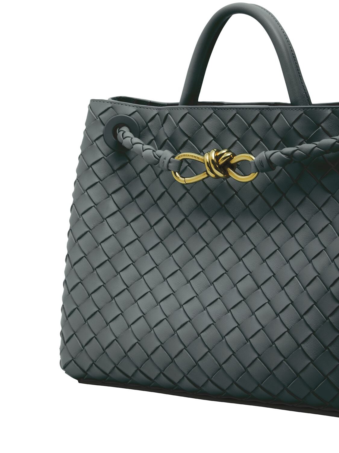 Shop Bottega Veneta Medium Andiamo Leather Top Handle Bag In Slate