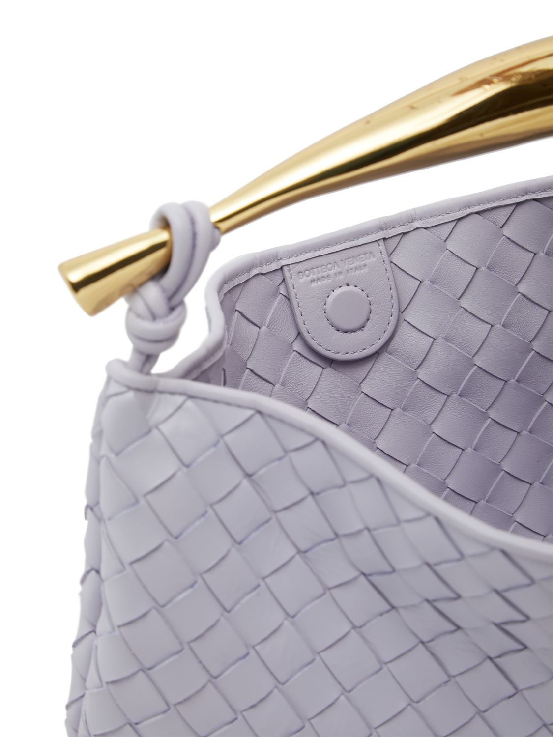 Shop Bottega Veneta Small Sardine Leather Top Handle Bag In Oyster