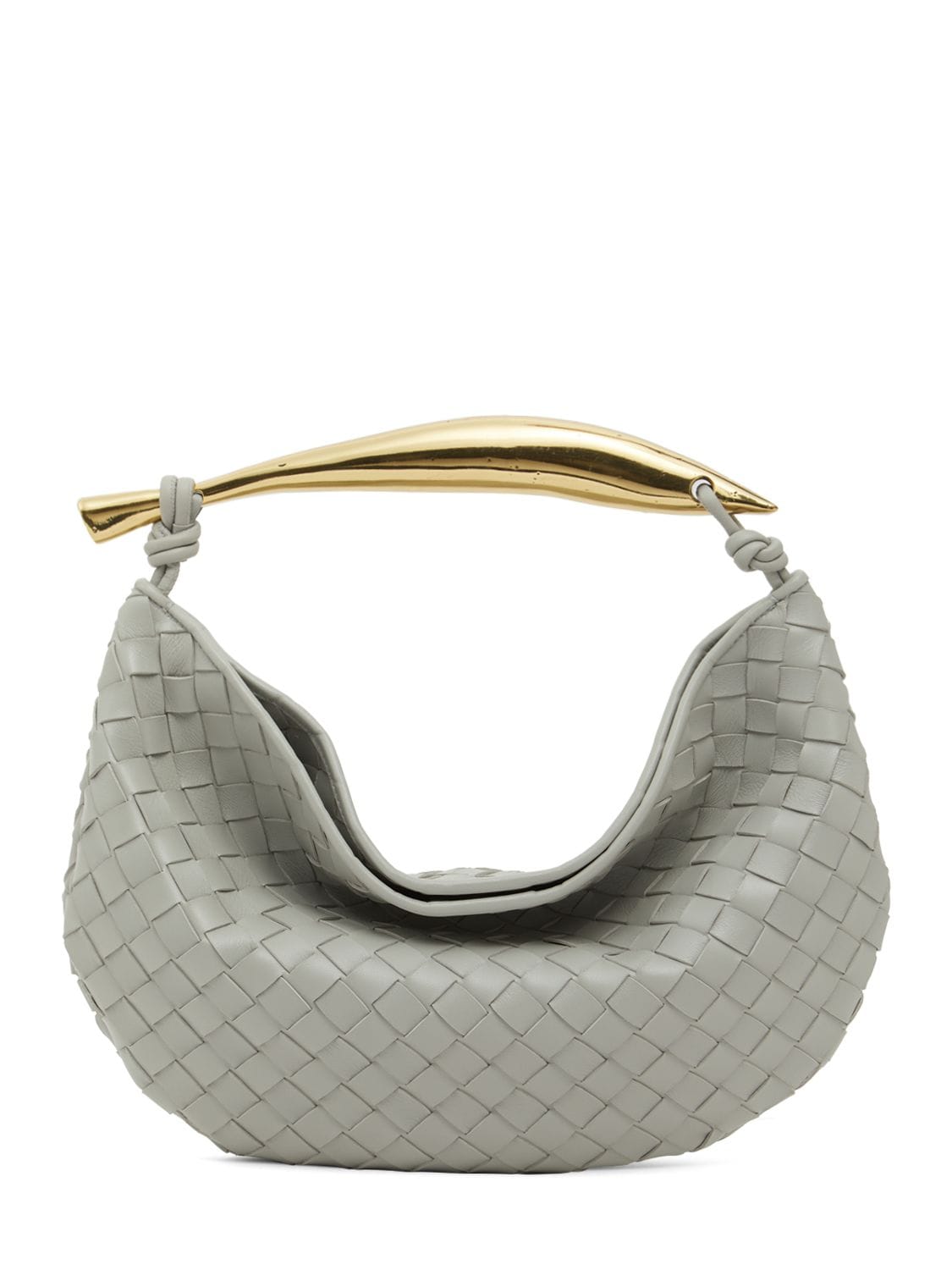 Shop Bottega Veneta Small Sardine Leather Top Handle Bag In Agate Grey