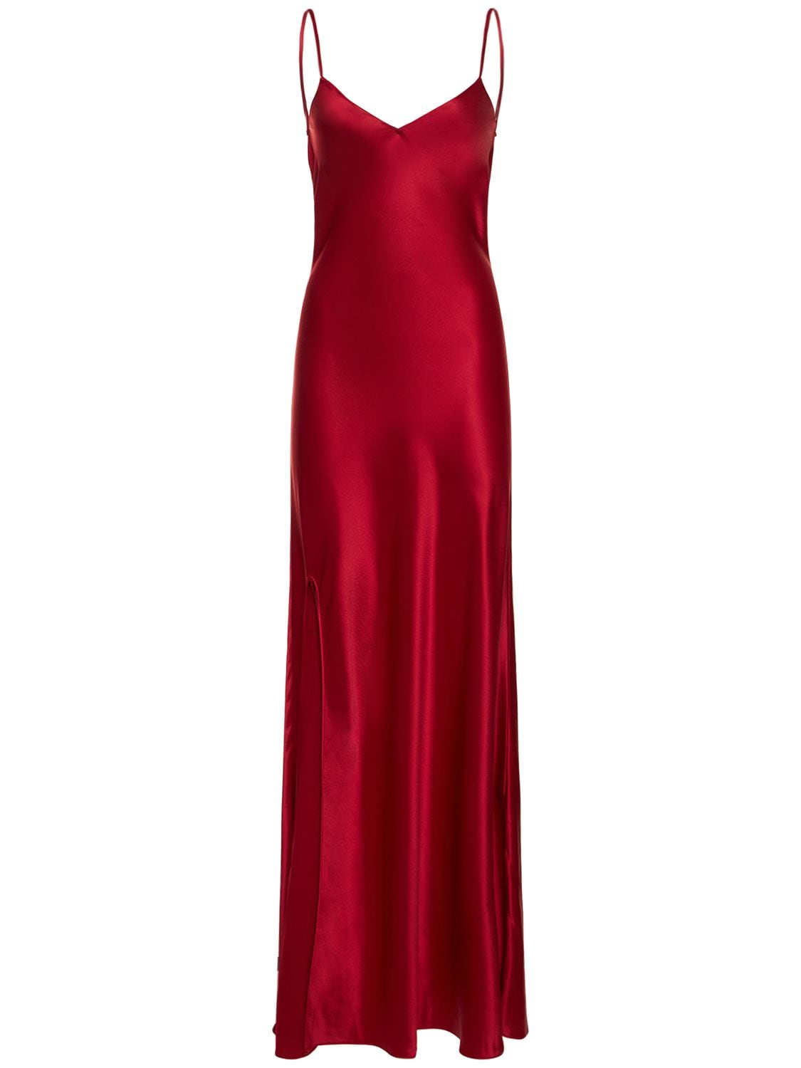 Staud Alexa Open-back Duchesse-satin Maxi Dress In Red