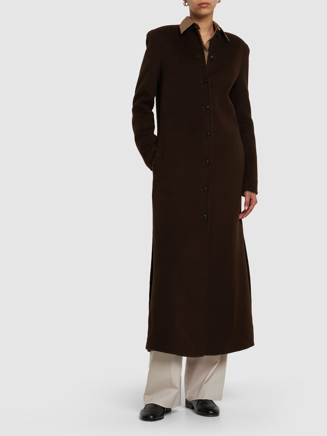 Shop Loulou Studio Martil Wool & Cashmere Long Coat In Brown