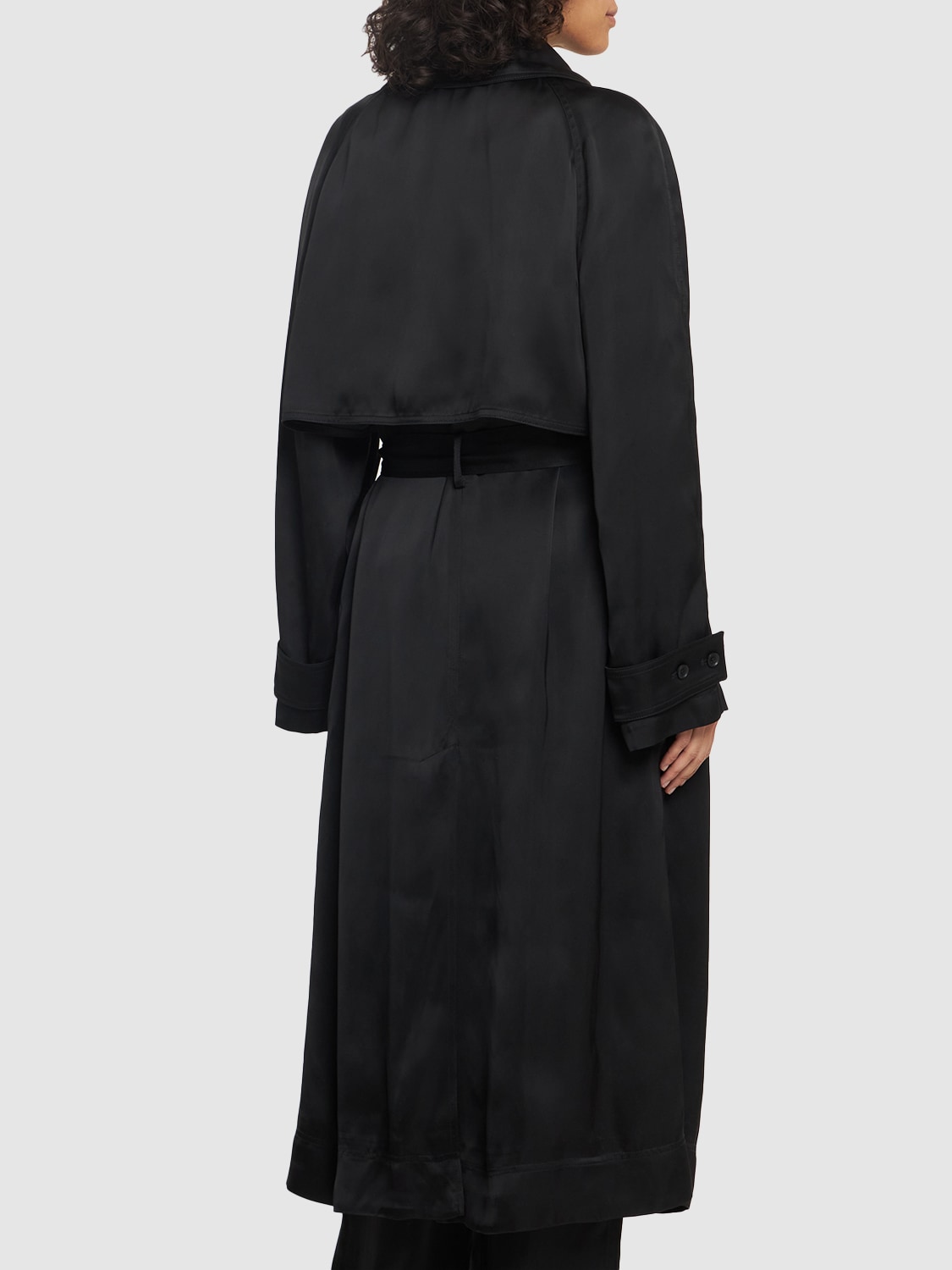 LOULOU STUDIO LONNA DOUBLE BREAST VISCOSE TRENCH COAT 