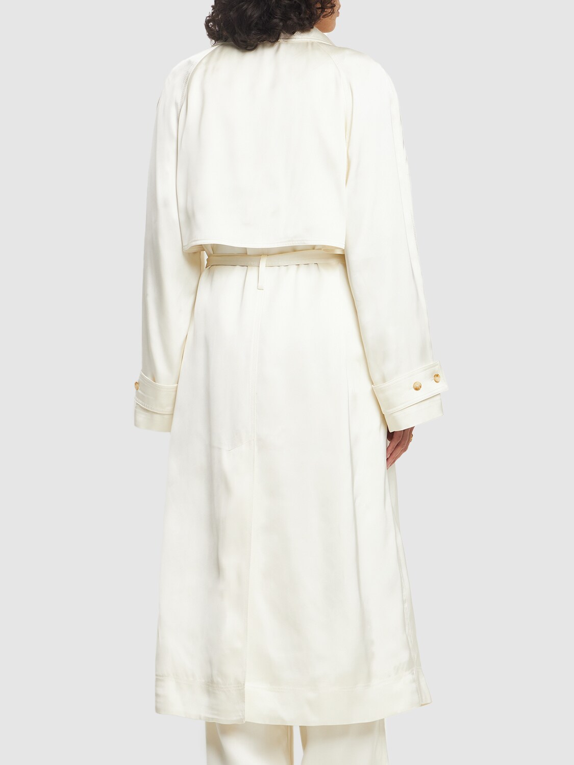 LOULOU STUDIO LONNA DOUBLE BREAST VISCOSE TRENCH COAT 