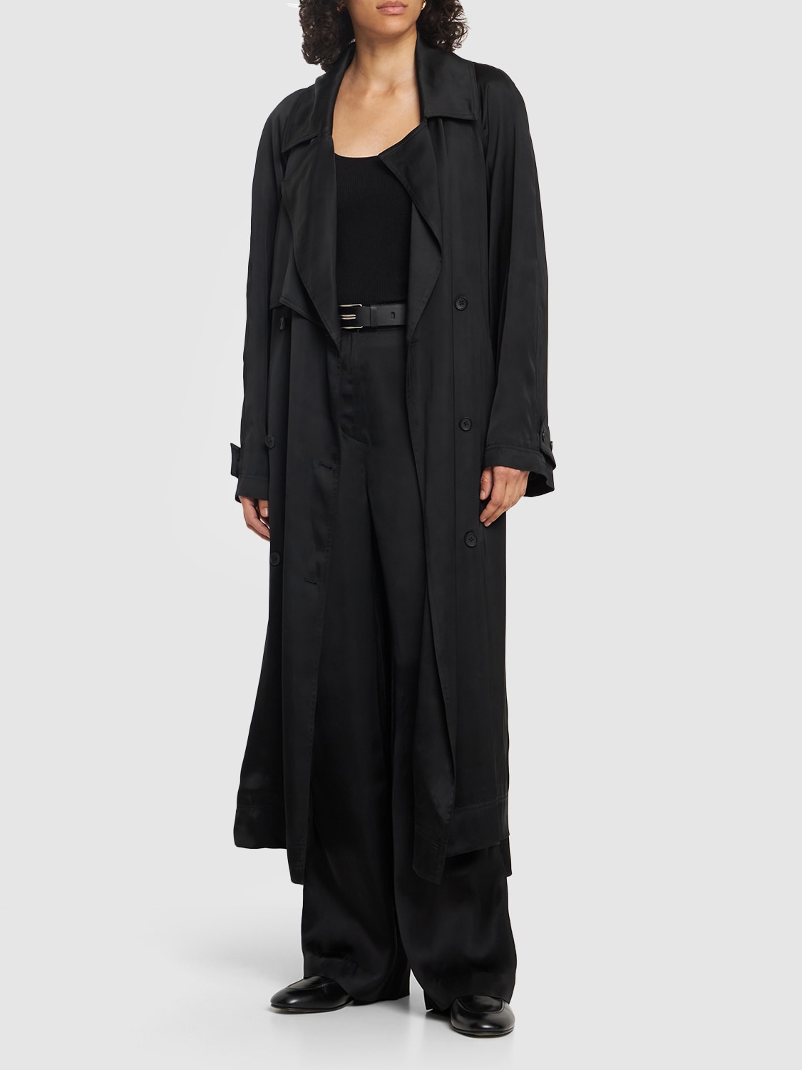 LOULOU STUDIO LONNA DOUBLE BREAST VISCOSE TRENCH COAT 
