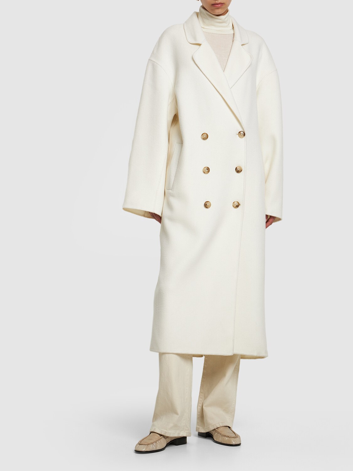 Shop Loulou Studio Borneo Wool & Cashmere Coat In Ivory