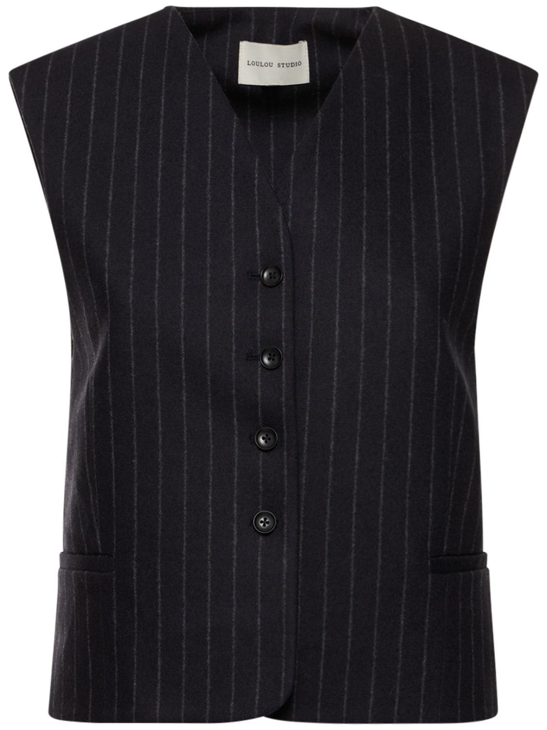 LOULOU STUDIO SMITH PINSTRIPED BUTTONED WOOL VEST
