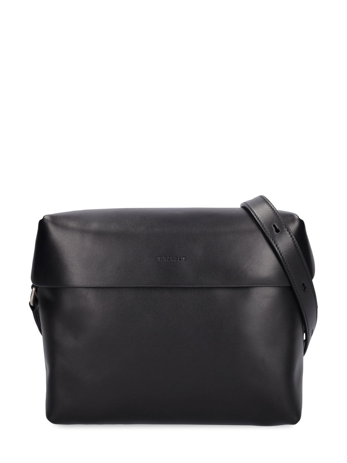 Jil Sander Lid Leather Crossbody Bag In Black