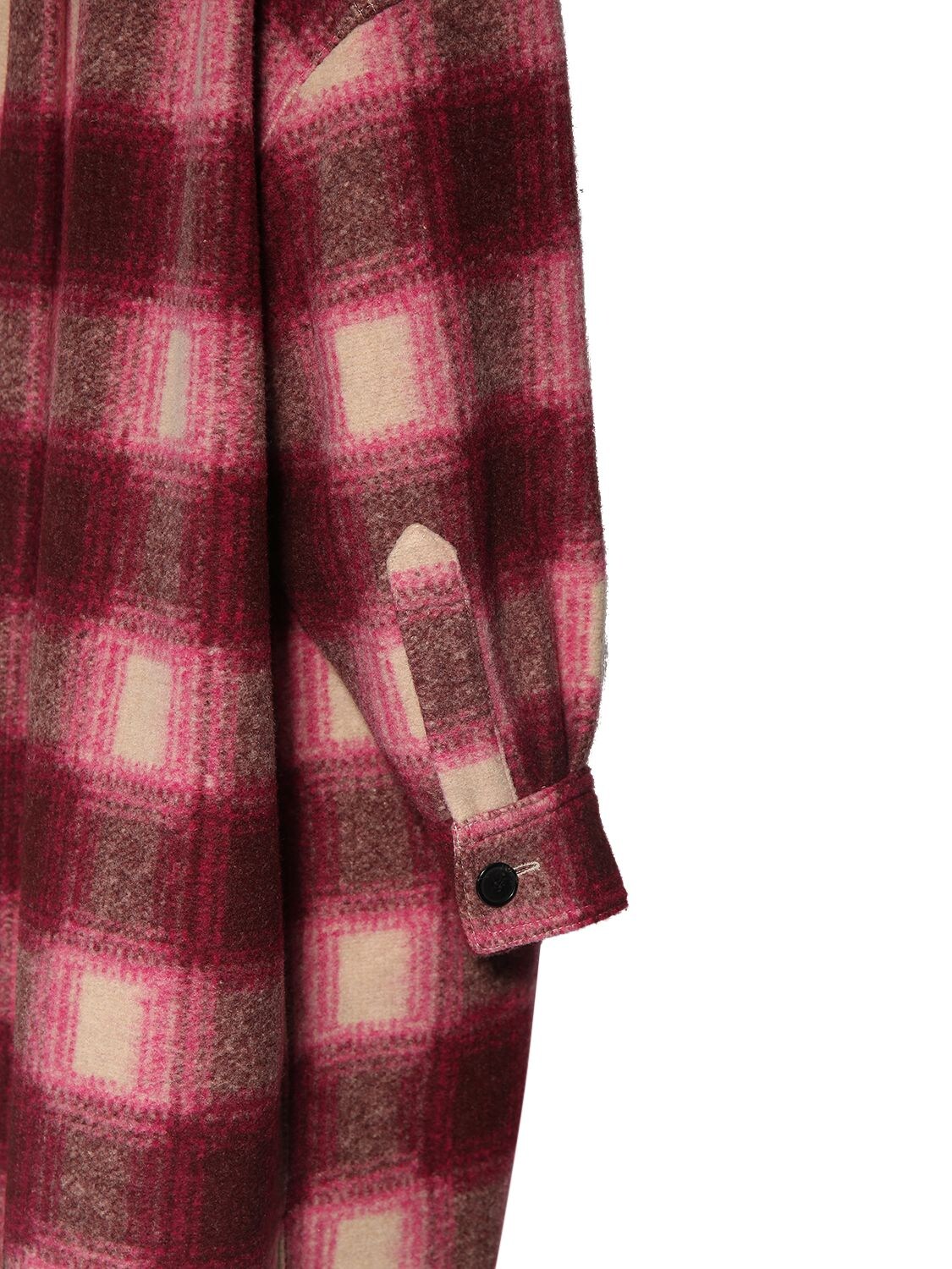 Shop Marant Etoile Fontizi Plaid Wool Blend Coat In Fuchsia
