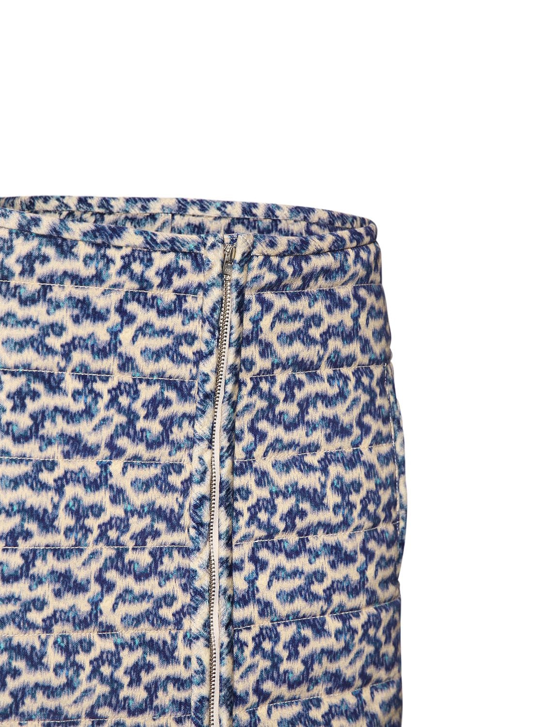 Shop Marant Etoile Arona Printed Cotton Mini Skirt In Blue,ecru