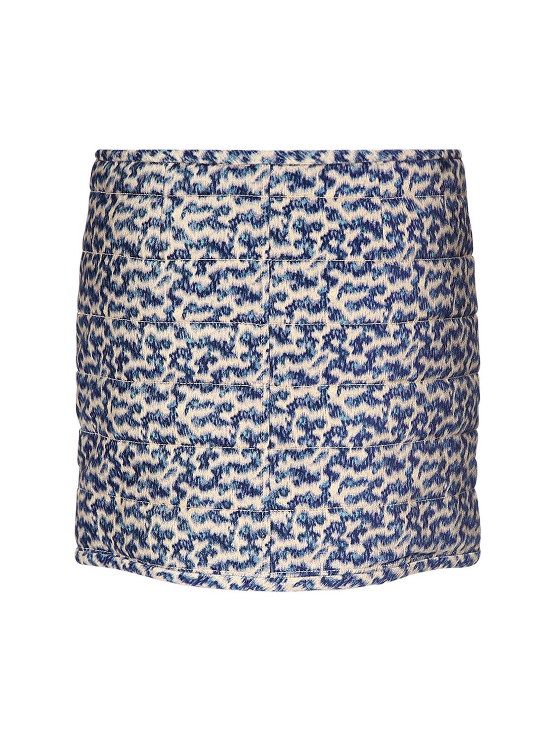 Shop Marant Etoile Arona Printed Cotton Mini Skirt In Blue,ecru