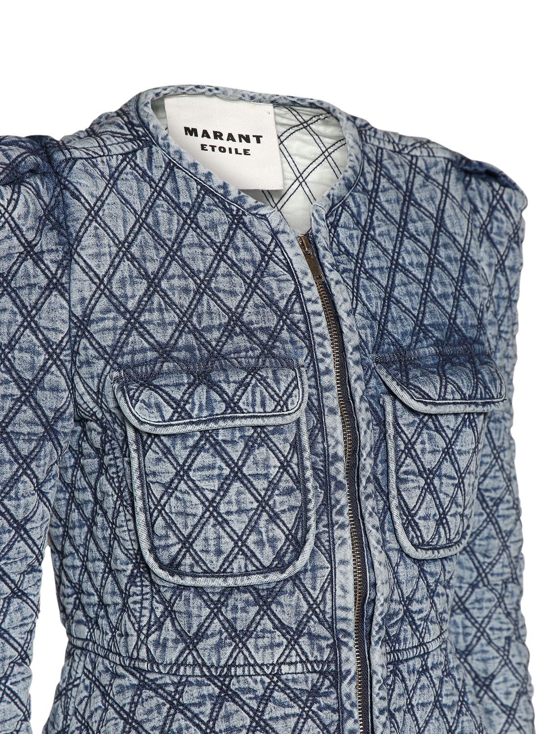 Shop Marant Etoile Deliona Cotton Denim Jacket In Light Blue