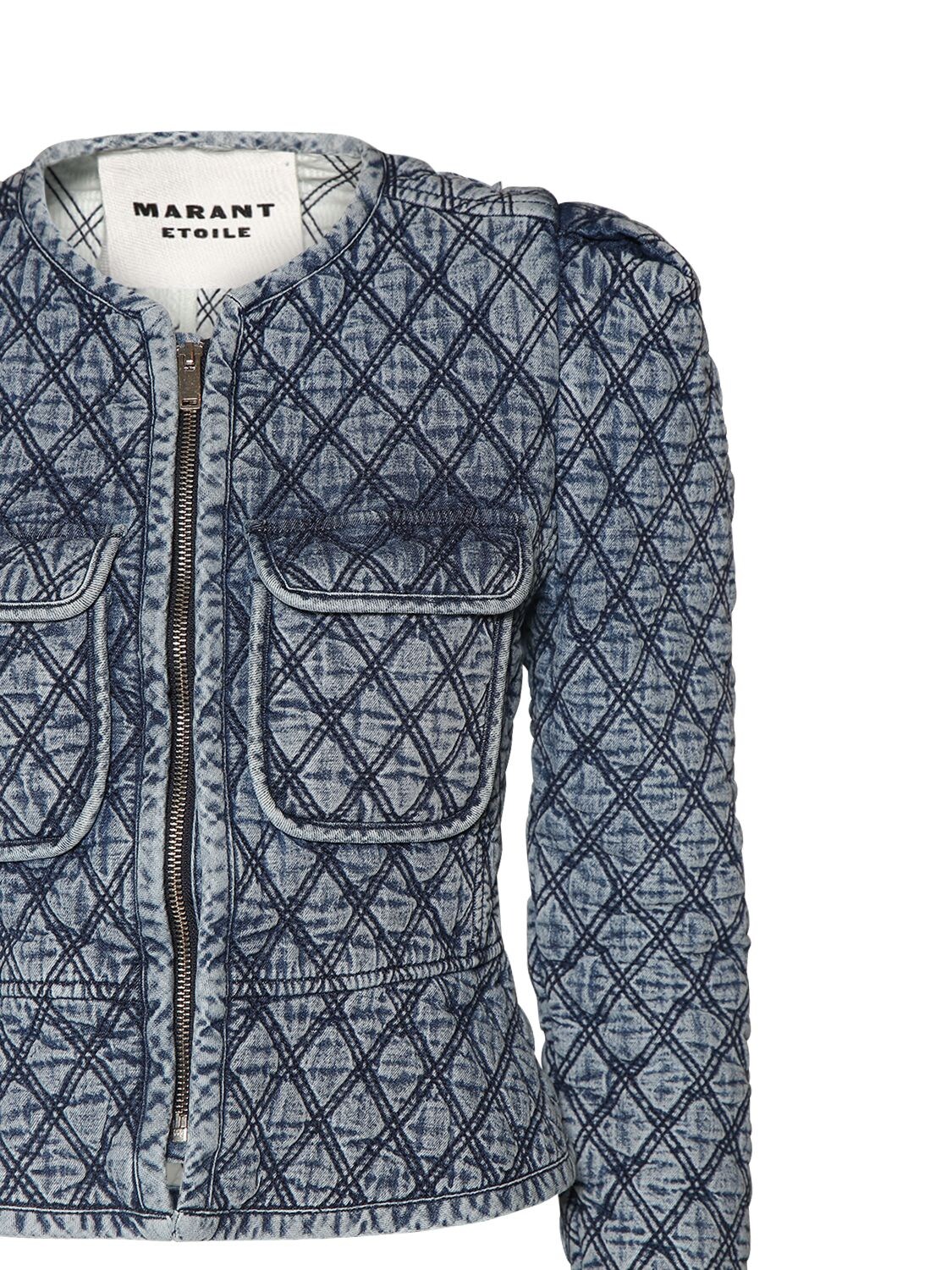 Shop Marant Etoile Deliona Cotton Denim Jacket In Light Blue