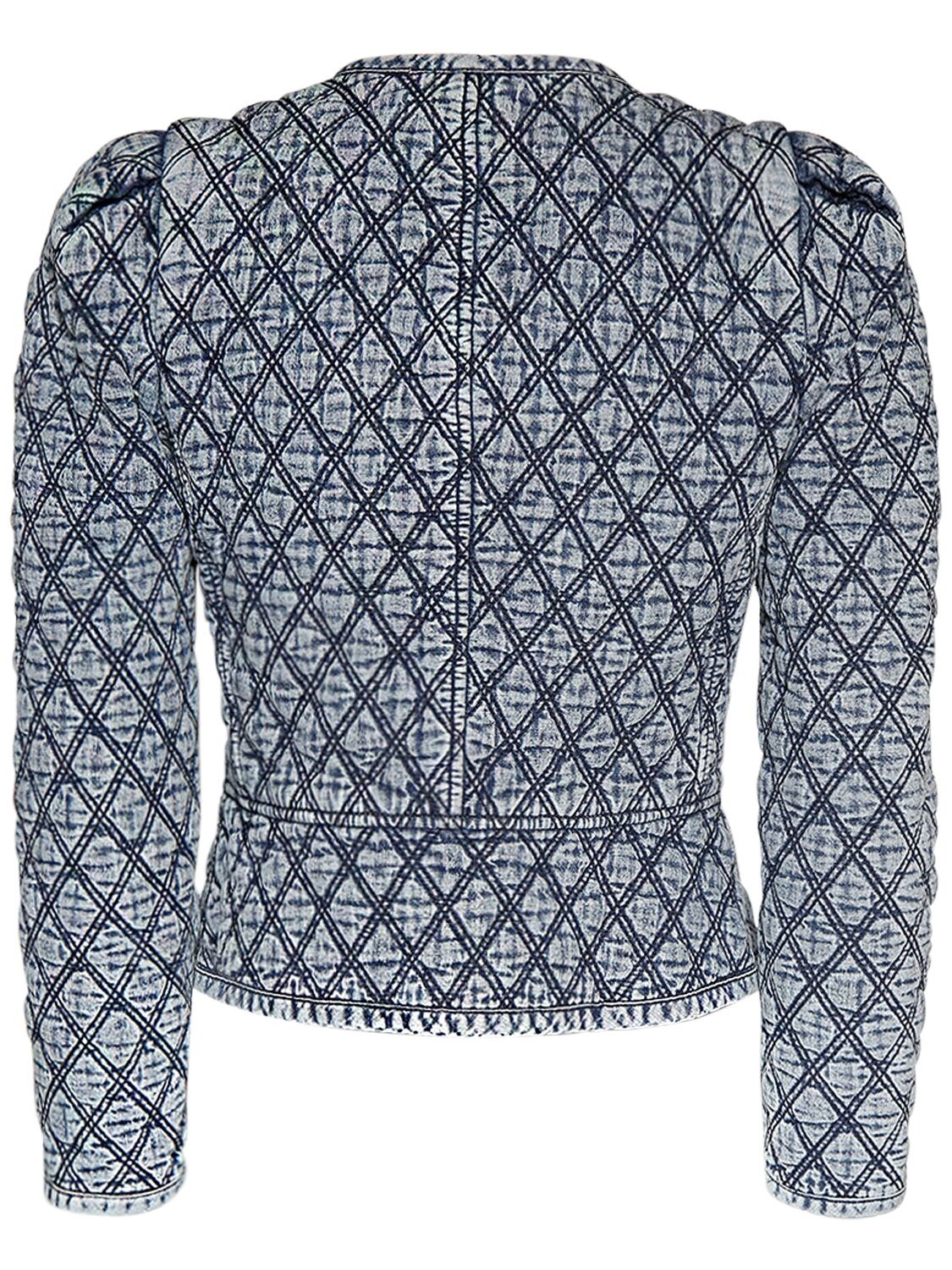 Shop Marant Etoile Deliona Cotton Denim Jacket In Light Blue