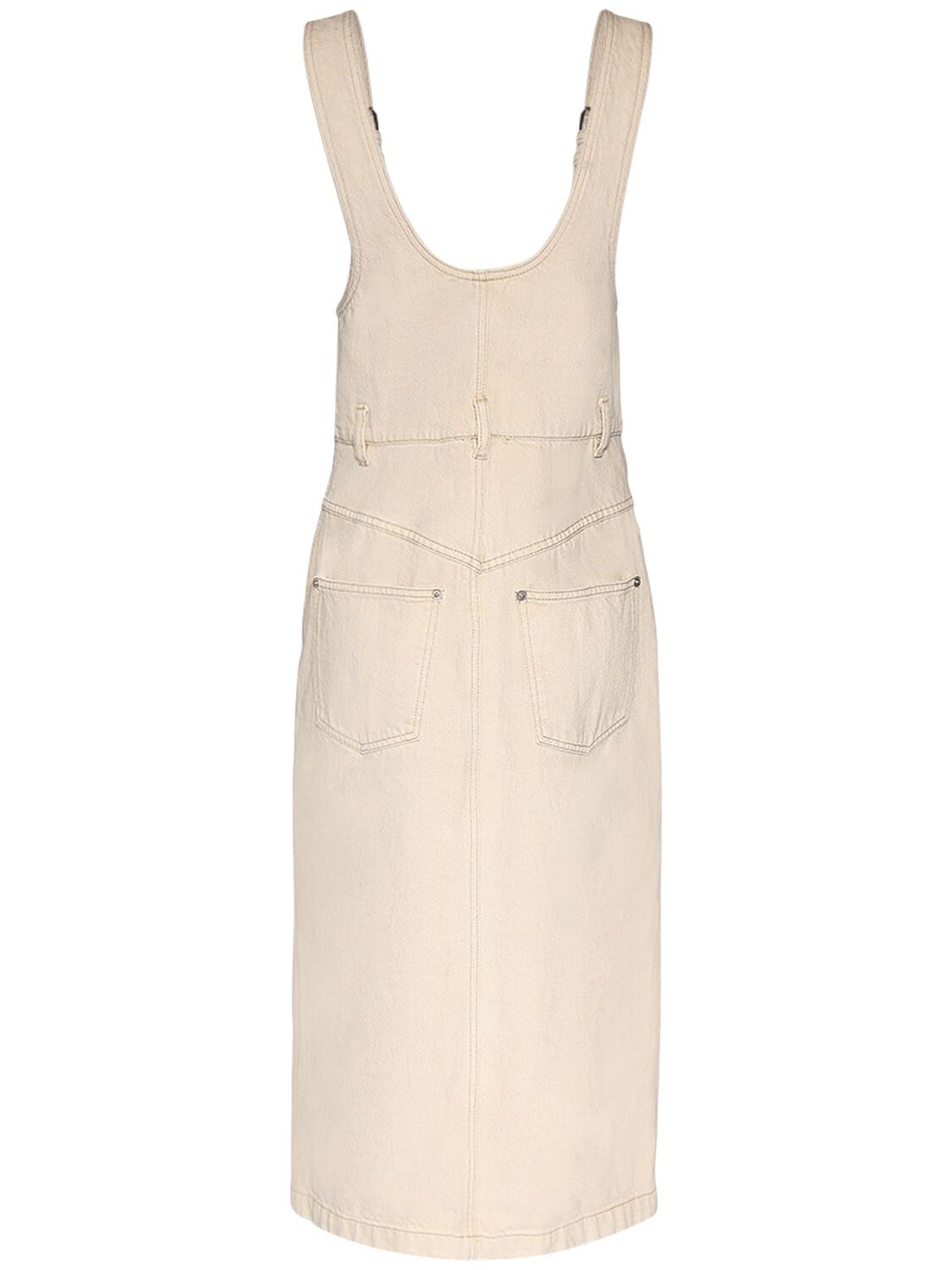 Shop Marant Etoile Filipine Cotton Denim Midi Dress In Ecru