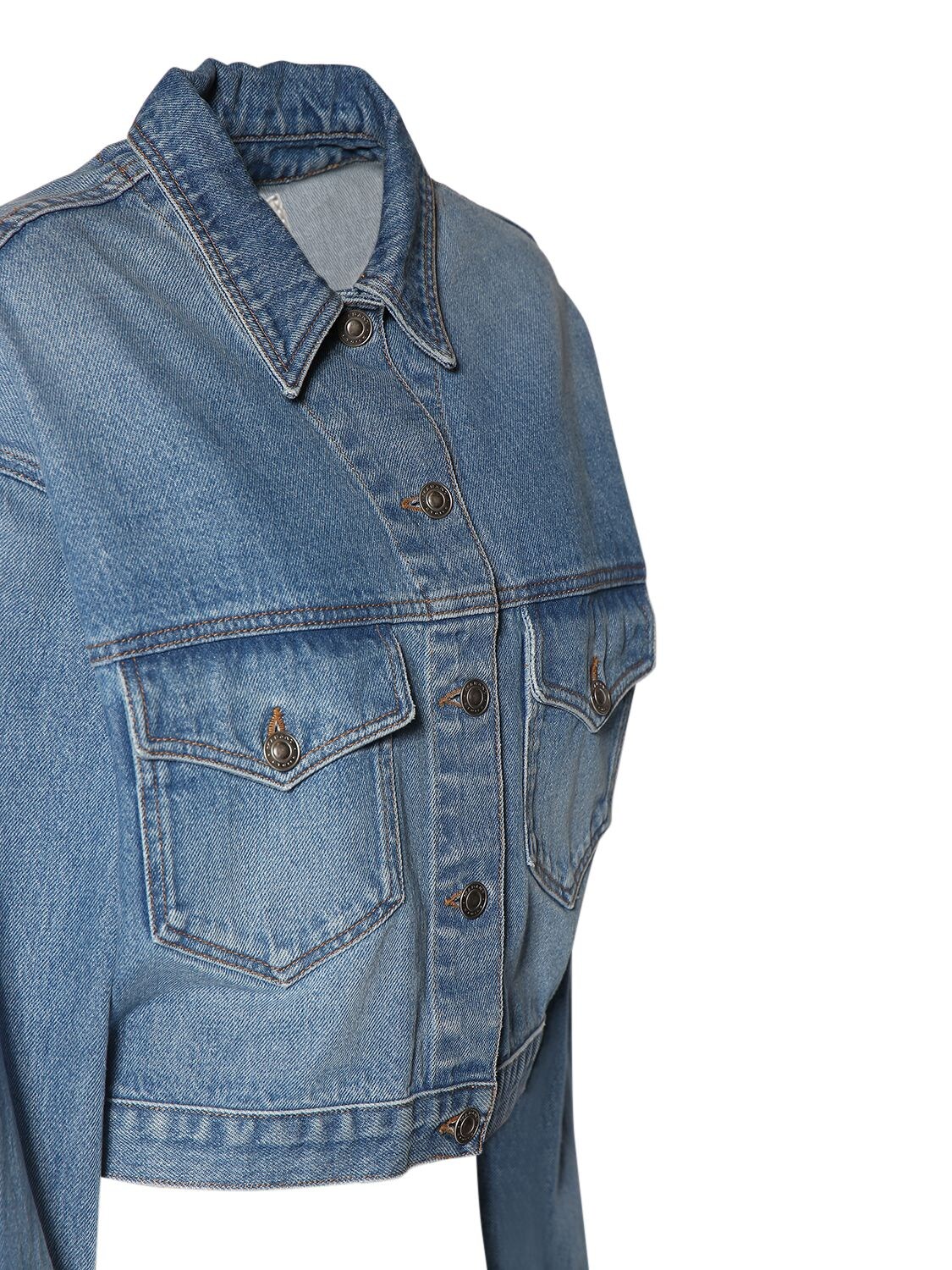 Shop Marant Etoile Tadia Cotton Denim Jacket In Light Blue