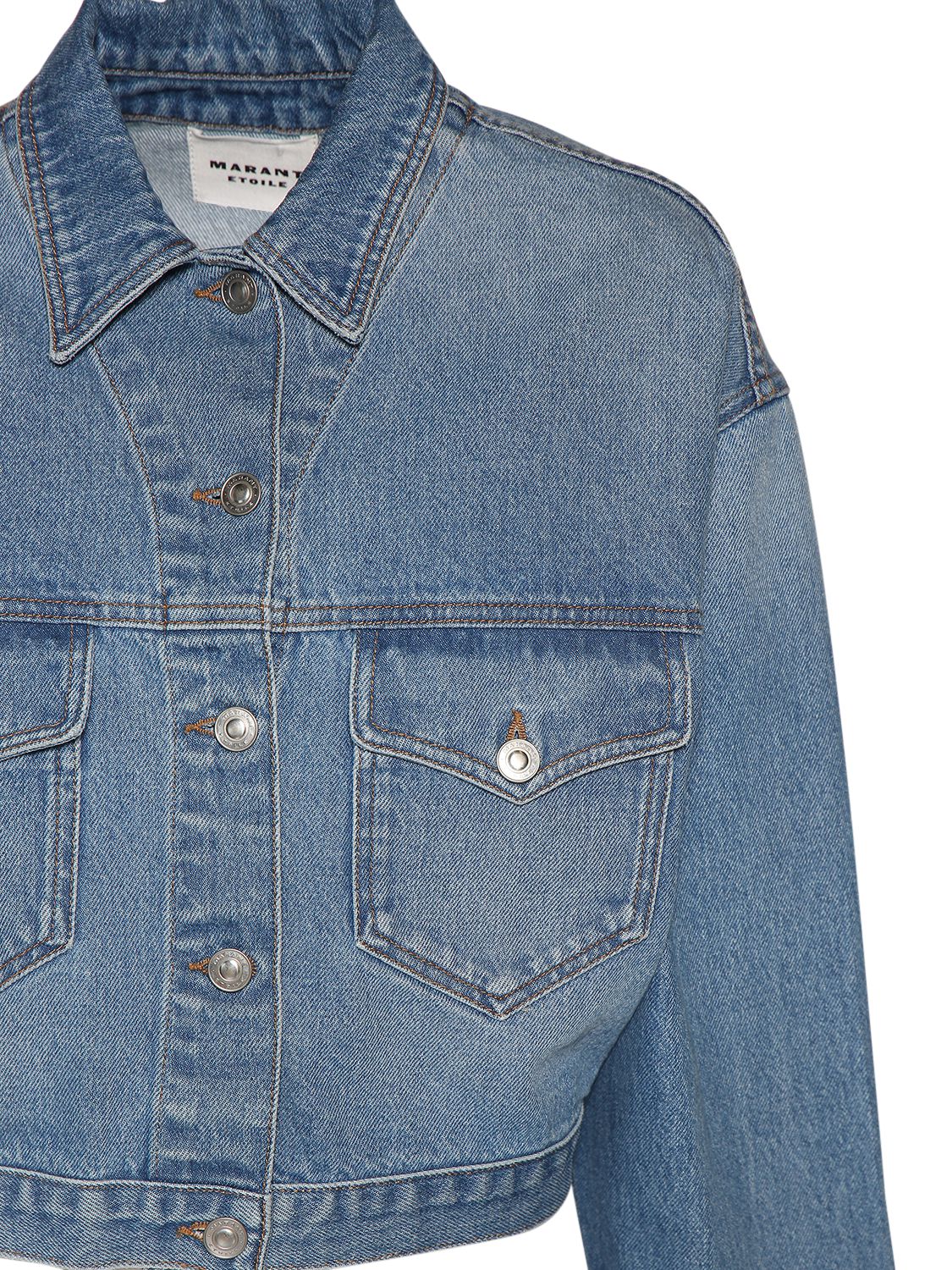 Shop Marant Etoile Tadia Cotton Denim Jacket In Light Blue