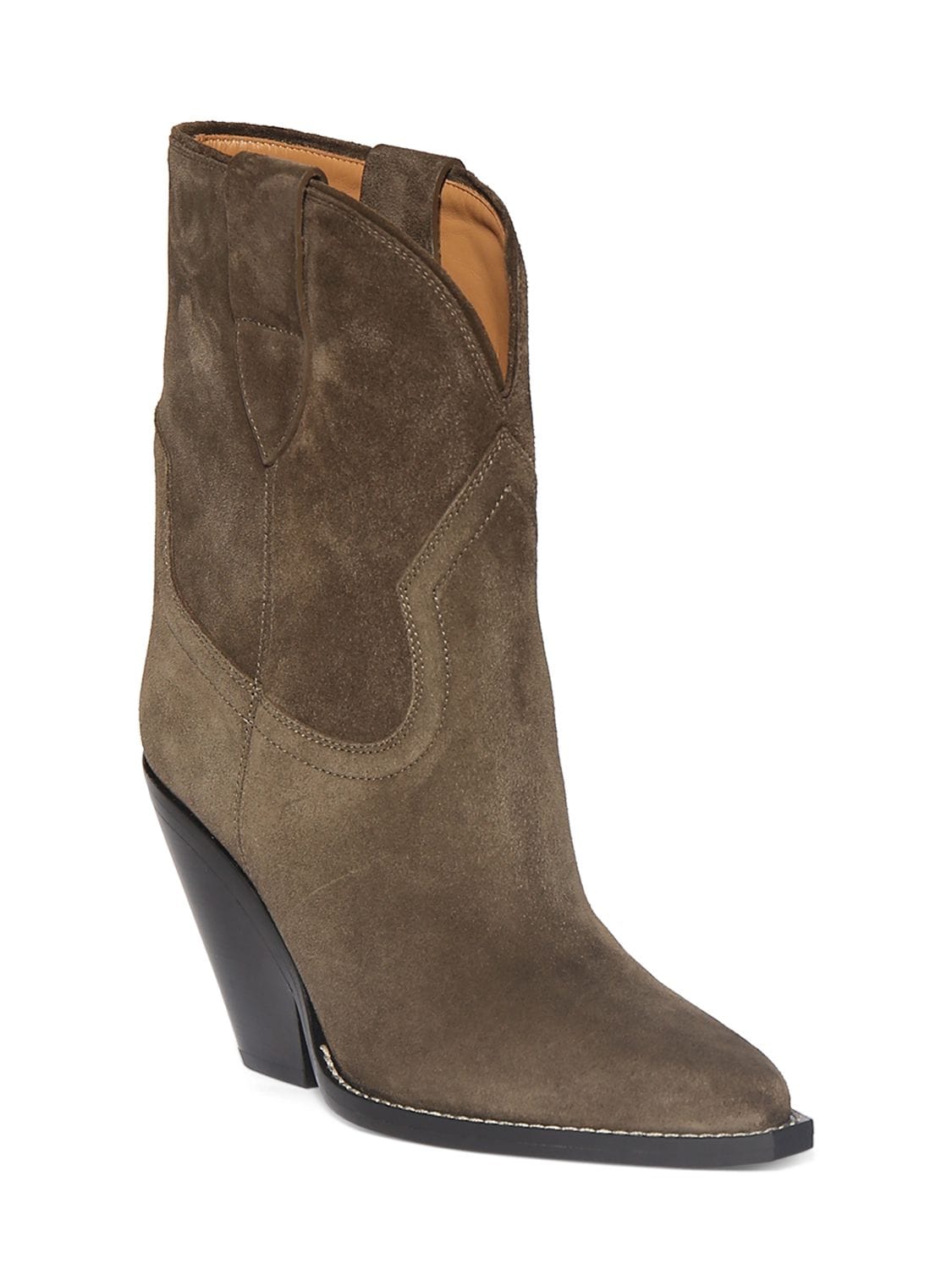 Shop Isabel Marant 90mm Leyane Suede Ankle Boots In Khaki