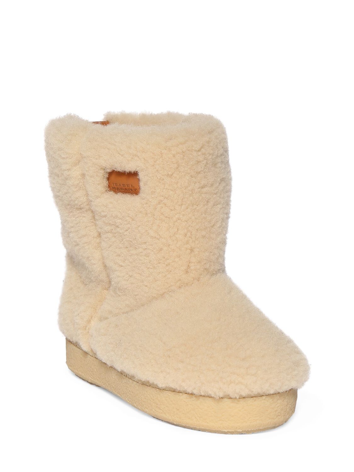 Shop Isabel Marant 30mm Frieze Shearling Ankle Boots In Ecru