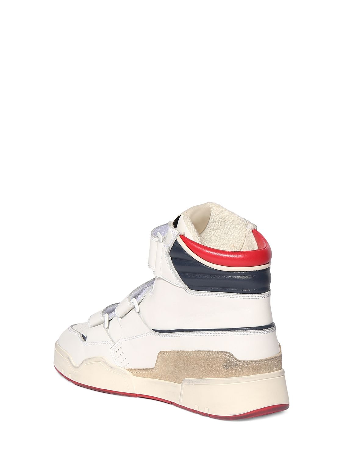 Shop Isabel Marant Oney High Leather Sneakers In Blue